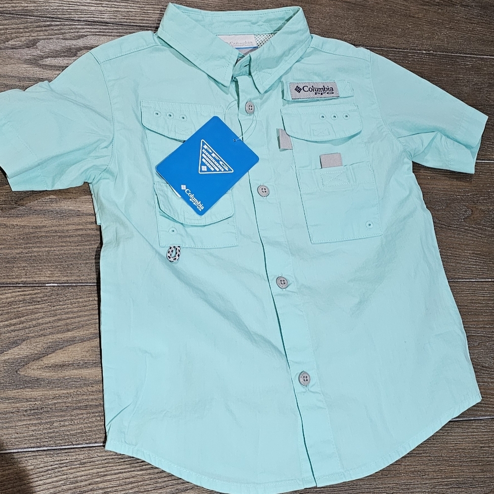 New Columbia Kids' Aqua Short Sleeve Shirt